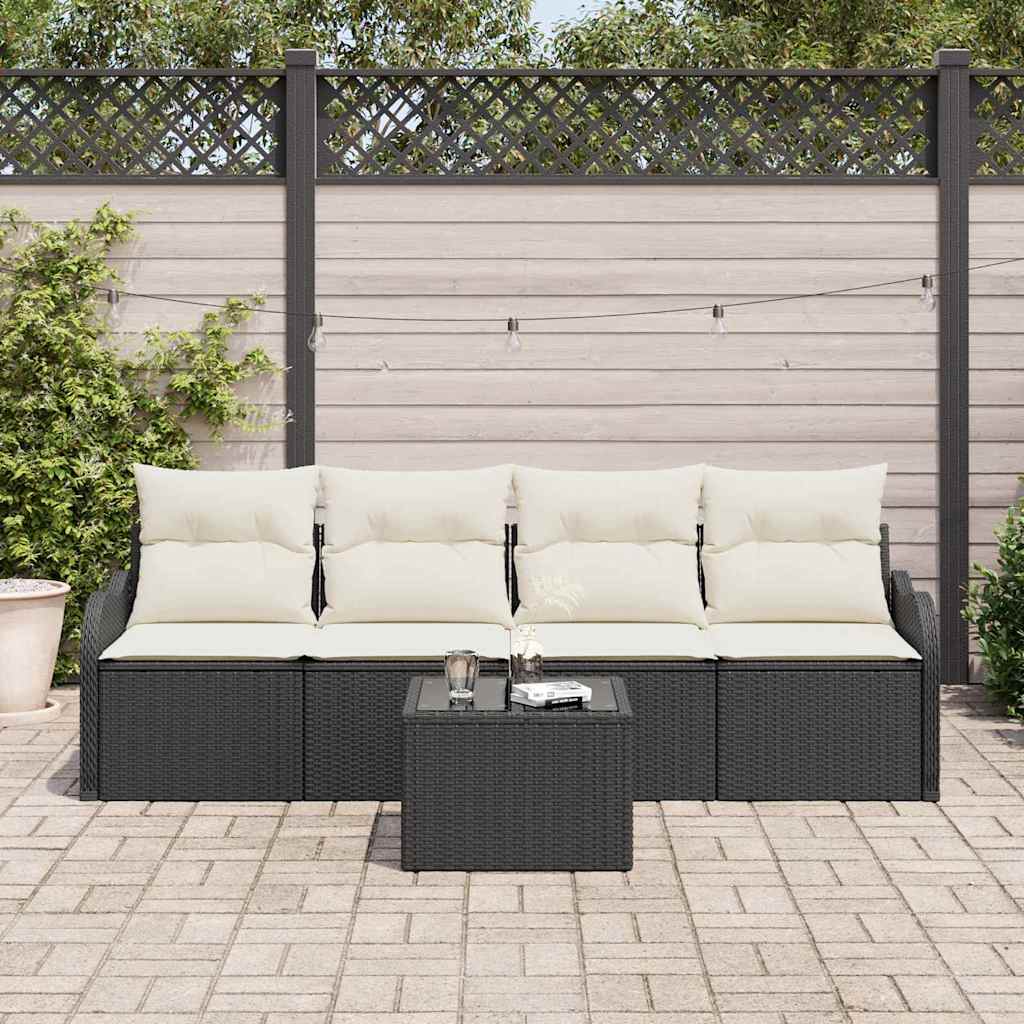 Gartensofa-set Schwarz Poly-Rattan