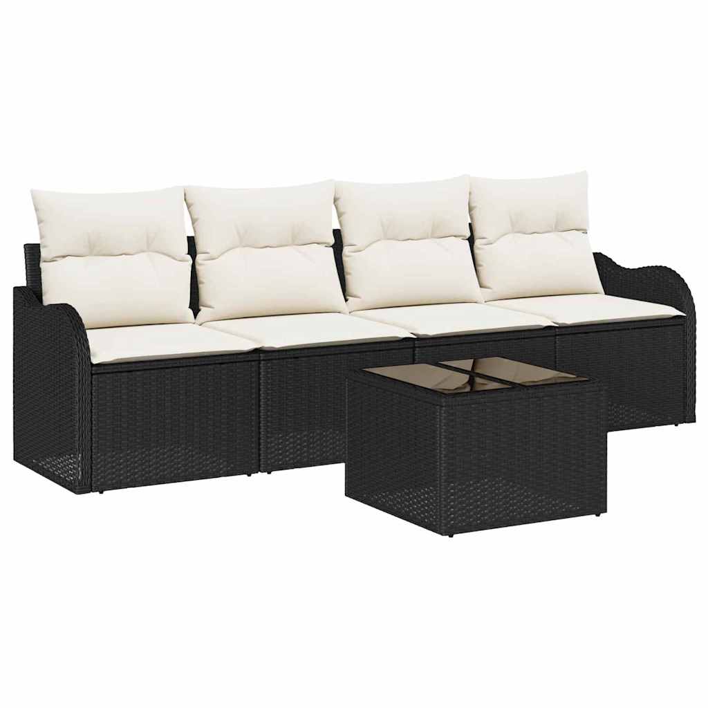 Gartensofa-set Schwarz Poly-Rattan