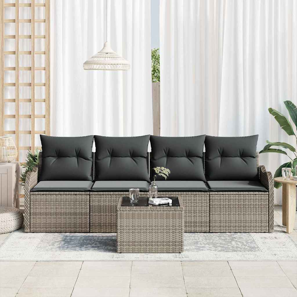 Gartensofa-set Grau Poly-Rattan