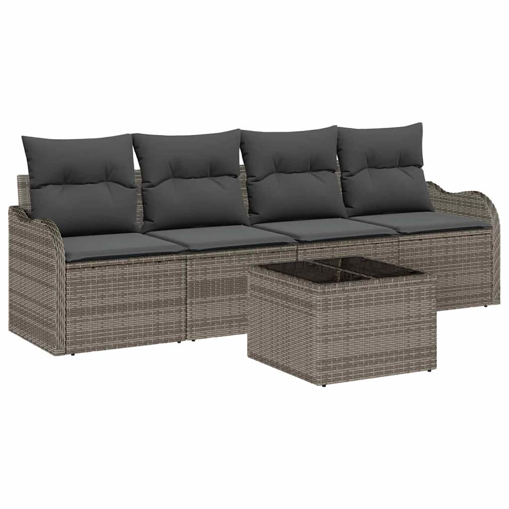 Gartensofa-set Grau Poly-Rattan
