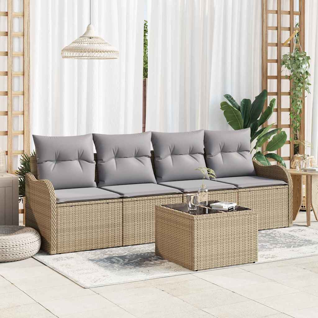 Gartensofa-set Beige Poly-Rattan
