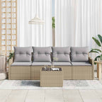 Gartensofa-set Beige Poly-Rattan