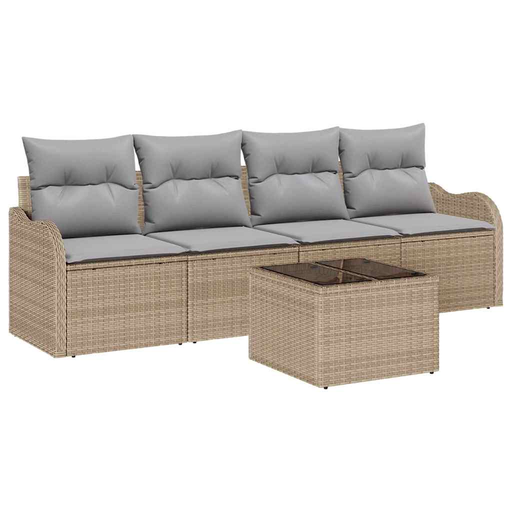 Gartensofa-set Beige Poly-Rattan