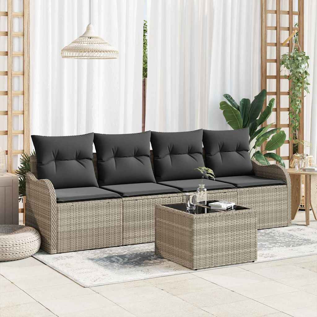 Gartensofa-set Hellgrau Poly-Rattan