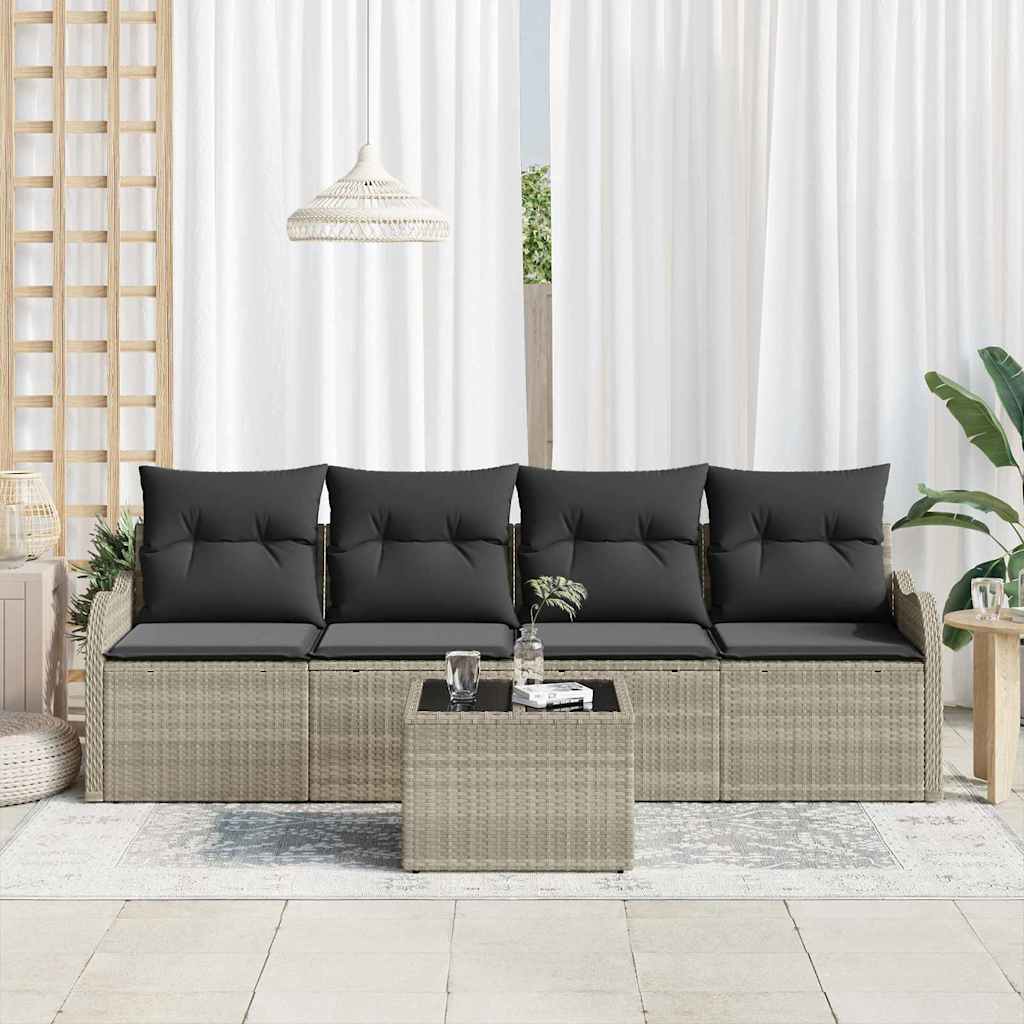 Gartensofa-set Hellgrau Poly-Rattan