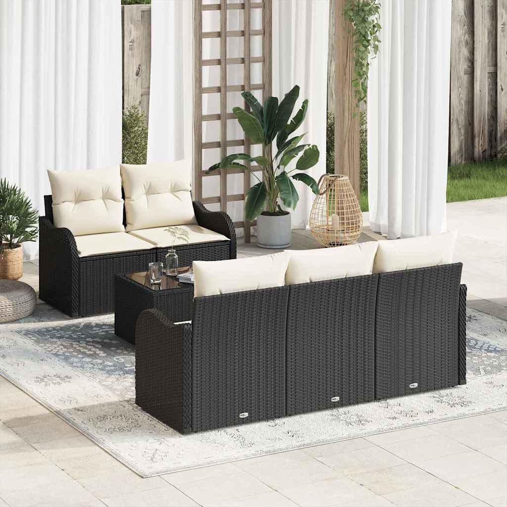 Gartensofa-set Schwarz Poly-Rattan