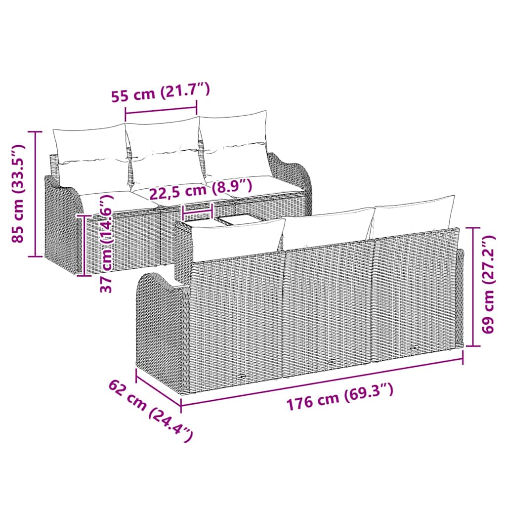 Gartensofa-set Schwarz 55 x 55 x 37 cm Poly-Rattan