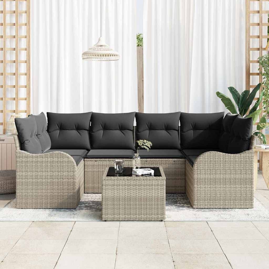 Gartensofa-set Hellgrau 55 x 55 x 37 cm Poly-Rattan
