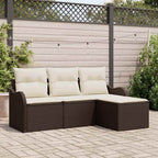 Gartensofa-set mit Kissen mit Speicher 4 pcs Braun Poly-Rattan