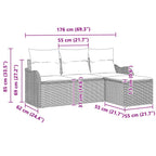 Gartensofa-set mit Kissen mit Speicher 4 pcs Braun Poly-Rattan