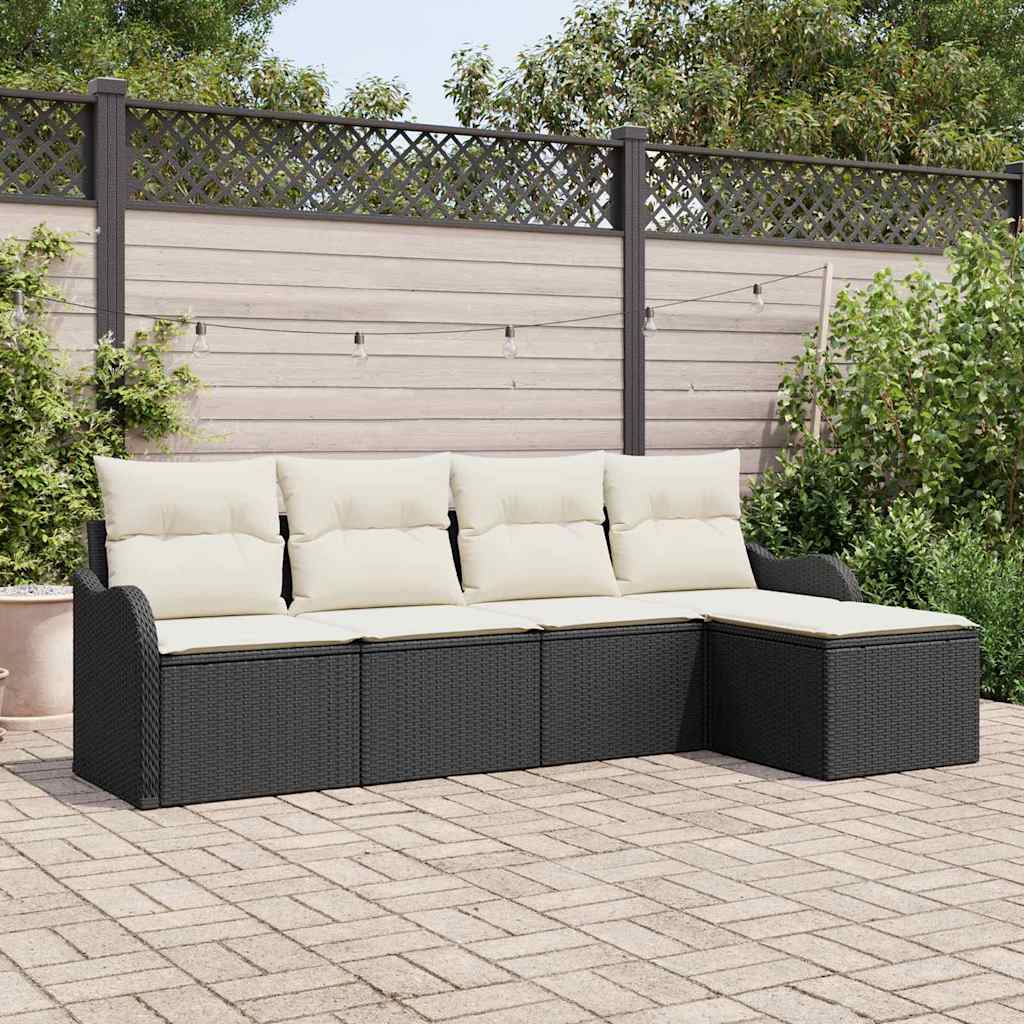 Gartensofa-set Schwarz Poly-Rattan