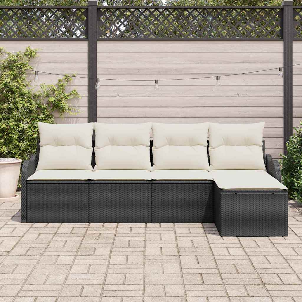Gartensofa-set Schwarz Poly-Rattan