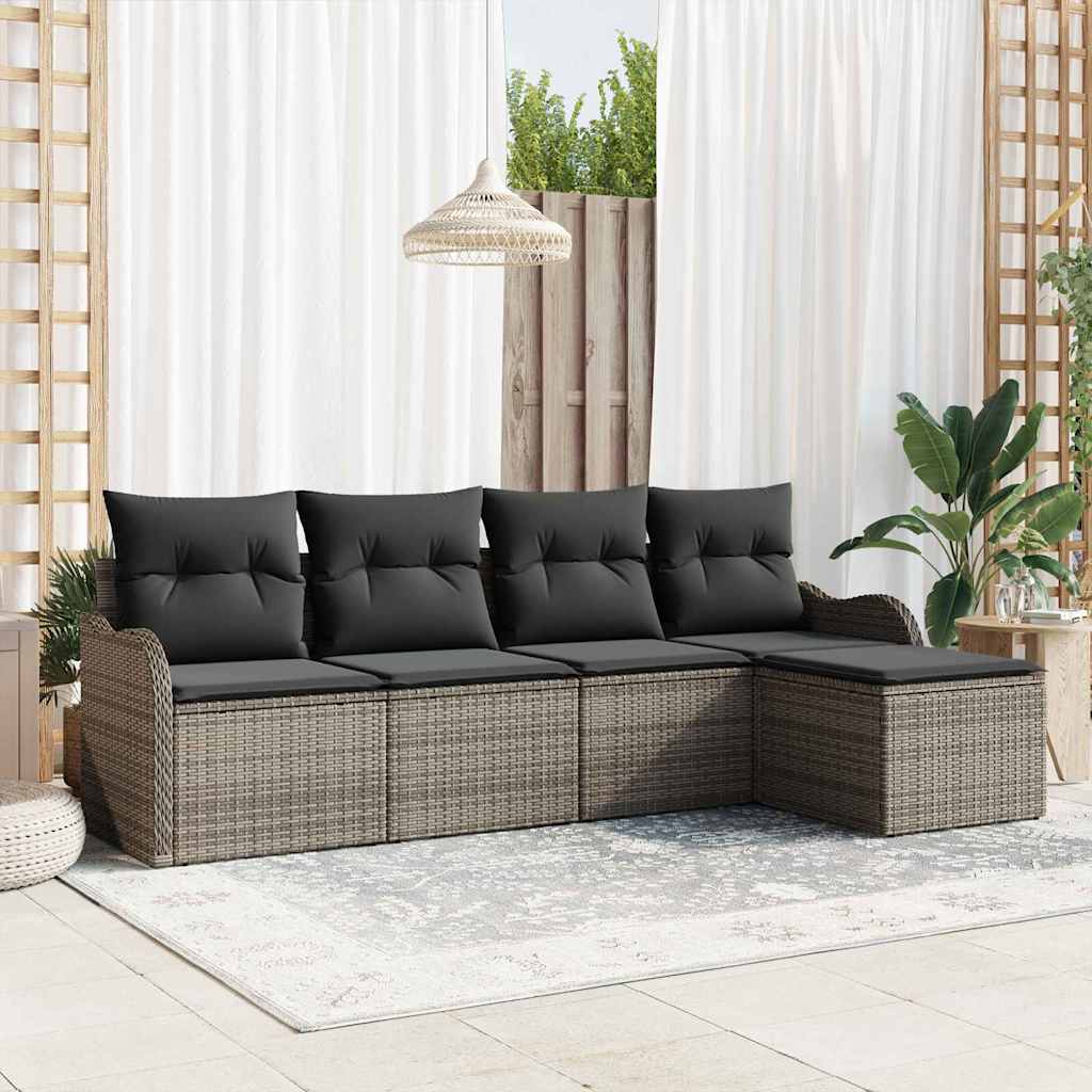 Gartensofa-set Grau Poly-Rattan