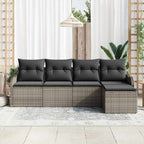 Gartensofa-set Grau Poly-Rattan