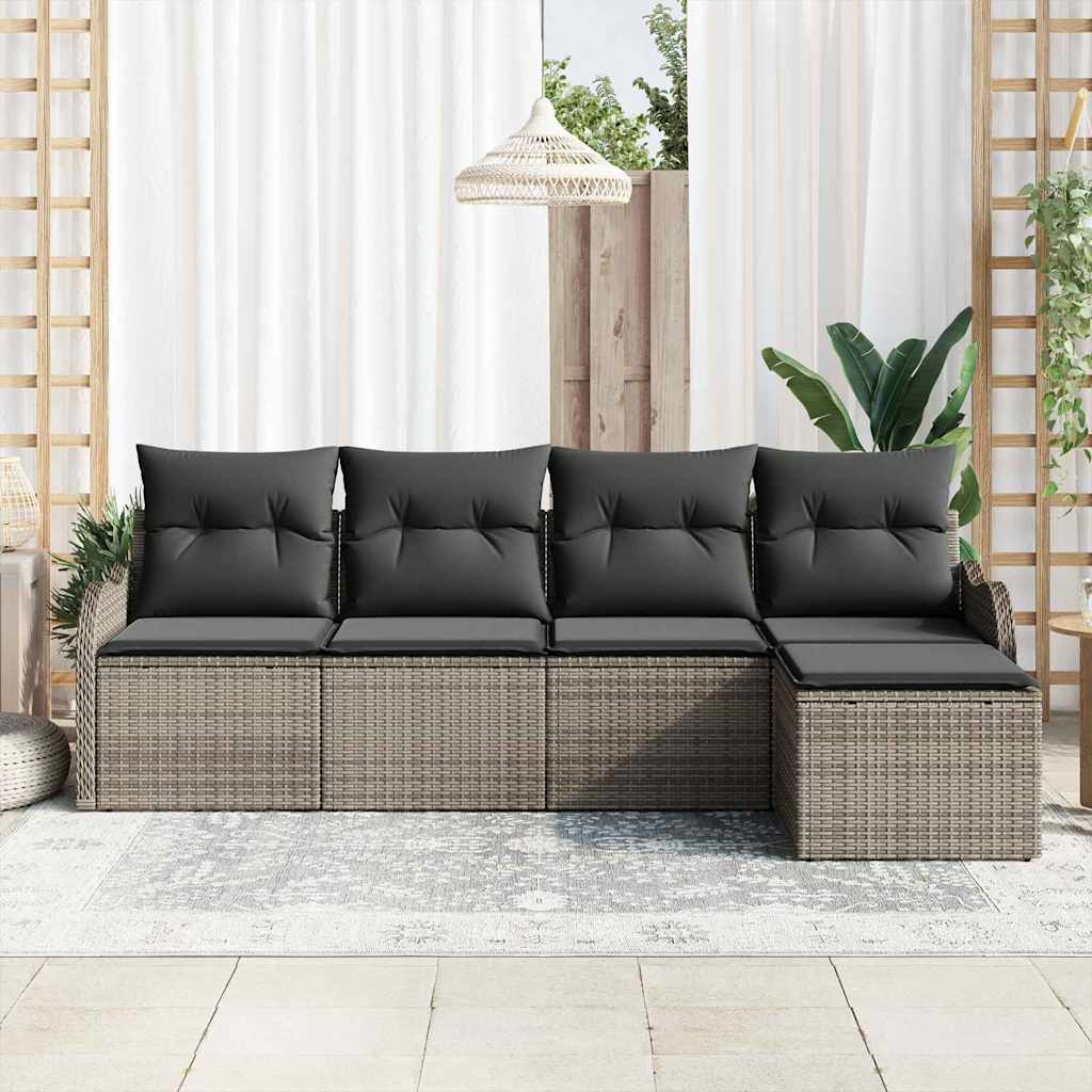 Gartensofa-set Grau Poly-Rattan