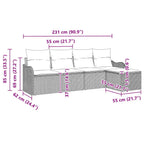 Gartensofa-set Grau Poly-Rattan