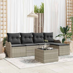 Gartensofa-set 6 pcs Hellgrau Poly-Rattan