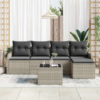 Gartensofa-set 6 pcs Hellgrau Poly-Rattan
