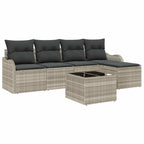 Gartensofa-set 6 pcs Hellgrau Poly-Rattan