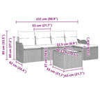 Gartensofa-set 6 pcs Hellgrau Poly-Rattan