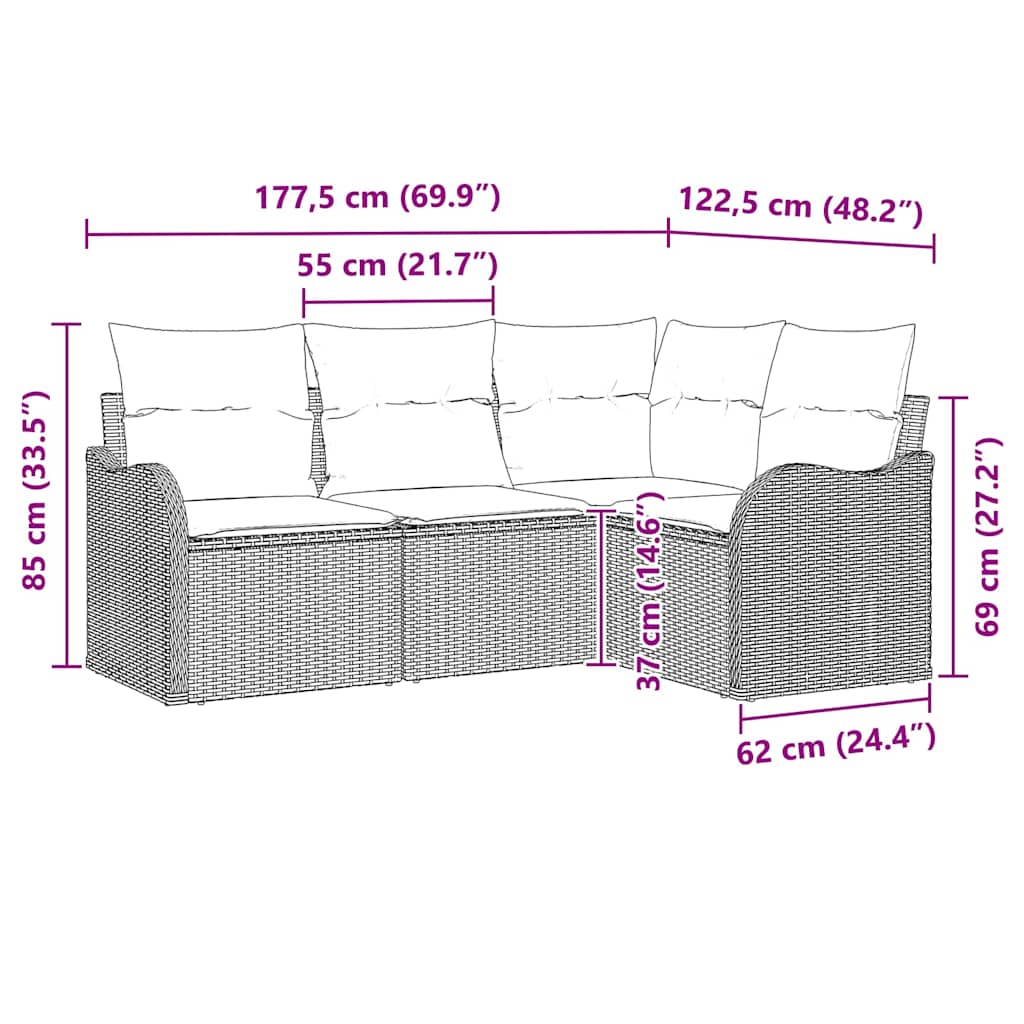 Gartensofa-set Braun Poly-Rattan