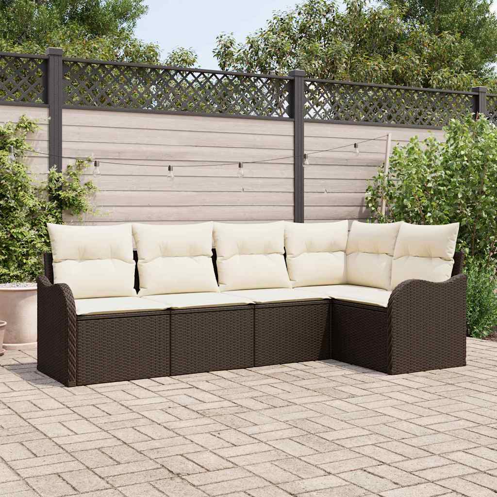 Gartensofa-set 5 pcs Braun Poly-Rattan