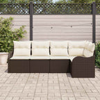 Gartensofa-set 5 pcs Braun Poly-Rattan