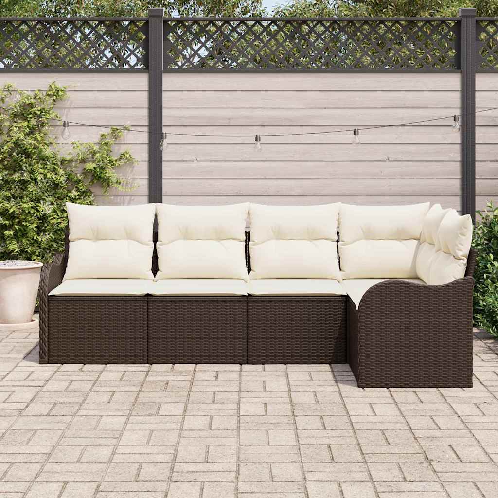Gartensofa-set 5 pcs Braun Poly-Rattan
