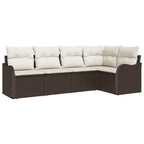 Gartensofa-set 5 pcs Braun Poly-Rattan