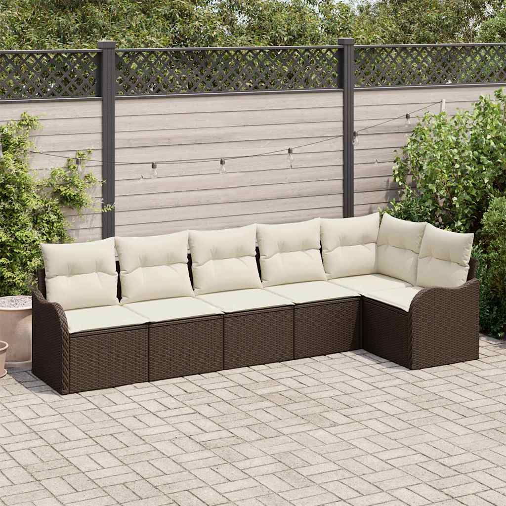 Gartensofa-set 6 pcs Braun Poly-Rattan