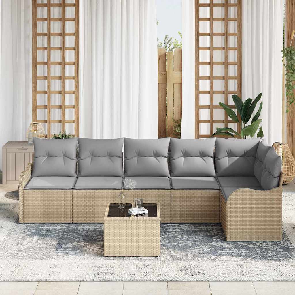 Gartensofa-set 7 pcs Beige Poly-Rattan