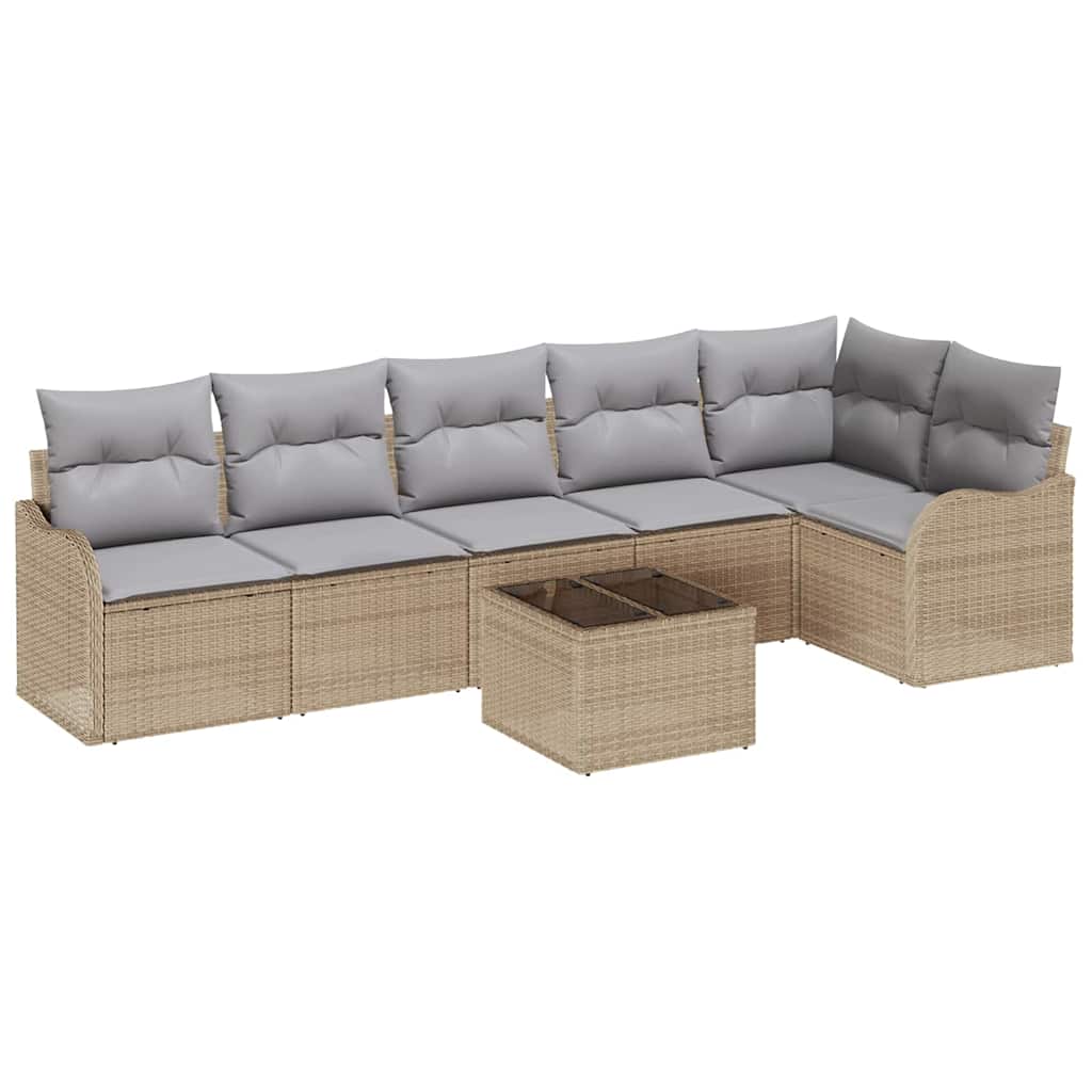 Gartensofa-set 7 pcs Beige Poly-Rattan