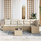 Gartensofa-set 7 pcs Beige Poly-Rattan