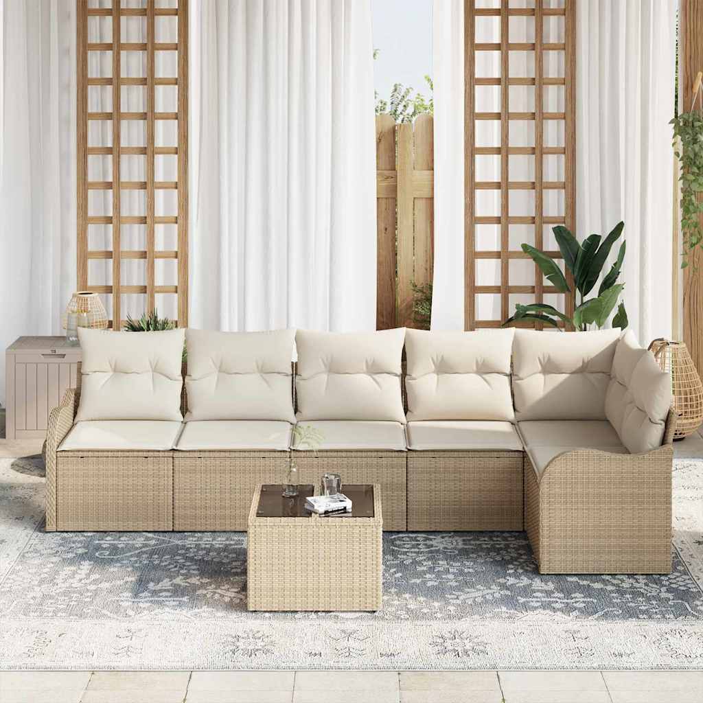 Gartensofa-set 7 pcs Beige Poly-Rattan