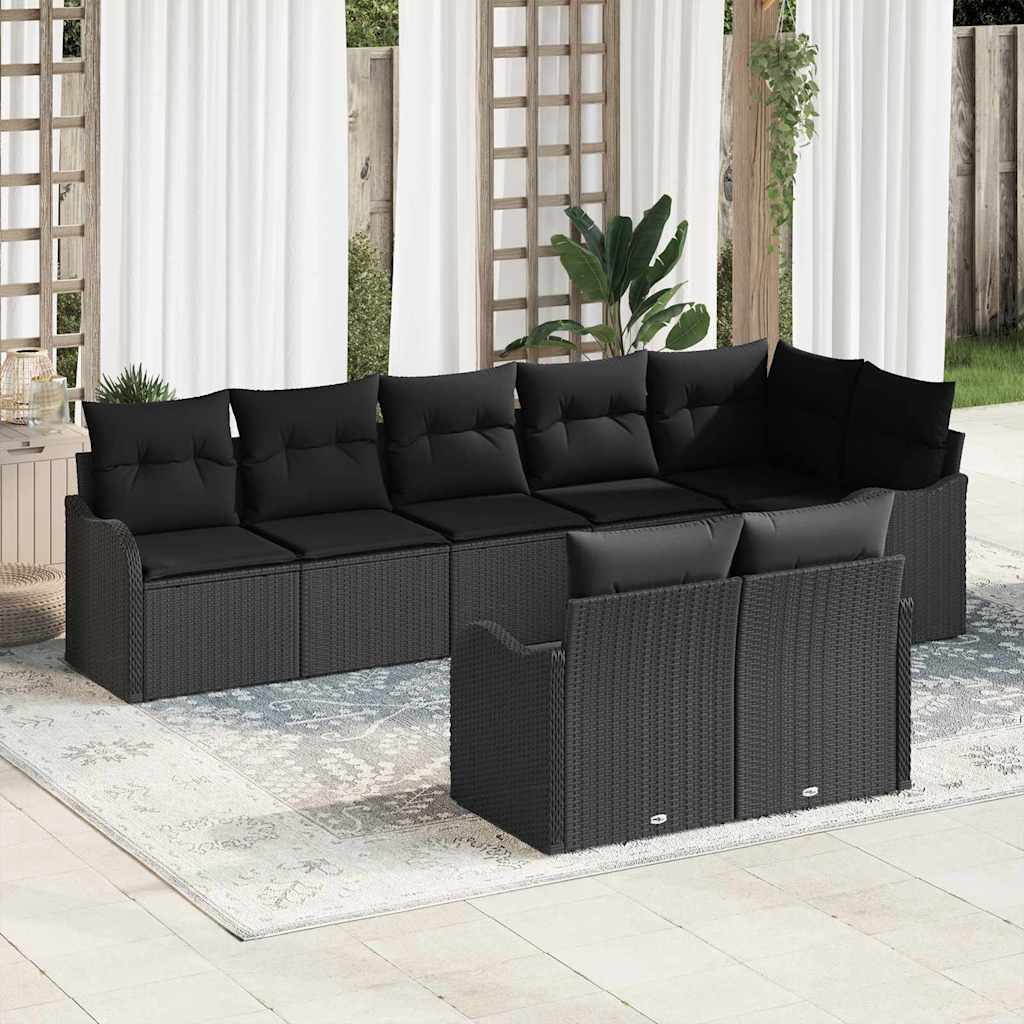 Gartensofa-set 8 pcs Schwarz Poly-Rattan