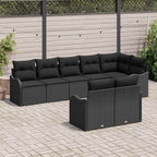 Gartensofa-set 8 pcs Schwarz Poly-Rattan