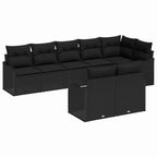 Gartensofa-set 8 pcs Schwarz Poly-Rattan