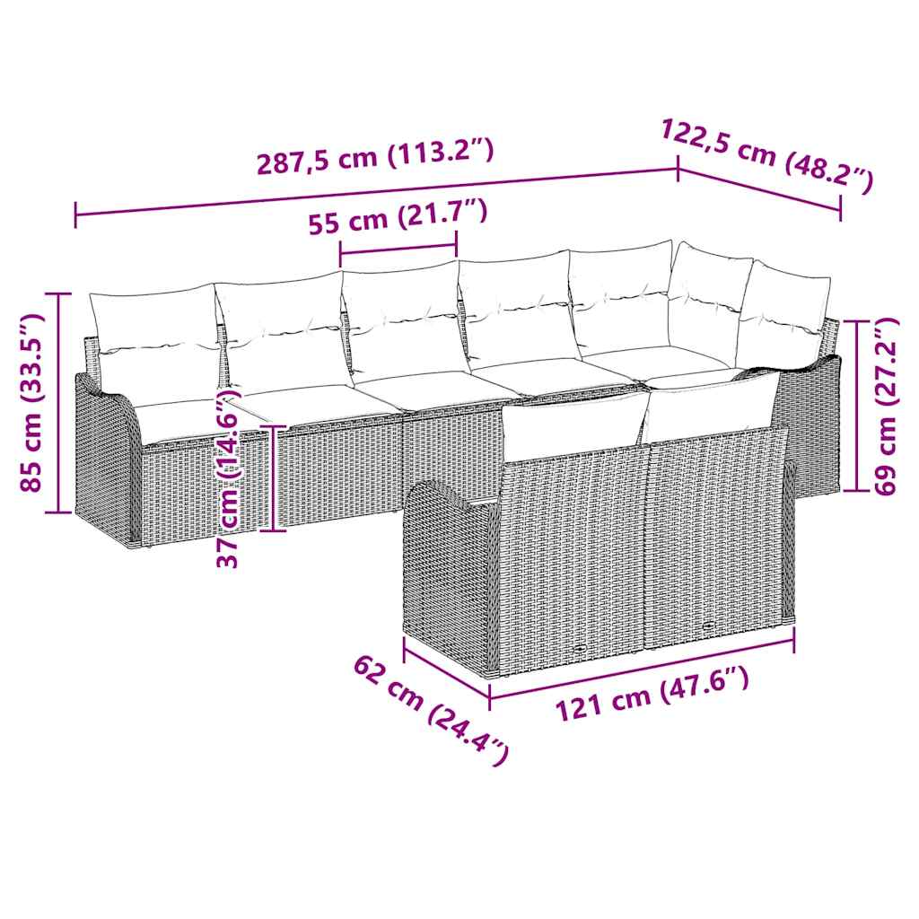 Gartensofa-set 8 pcs Schwarz Poly-Rattan