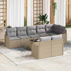 Gartensofa-set 9 pcs Beige Poly-Rattan