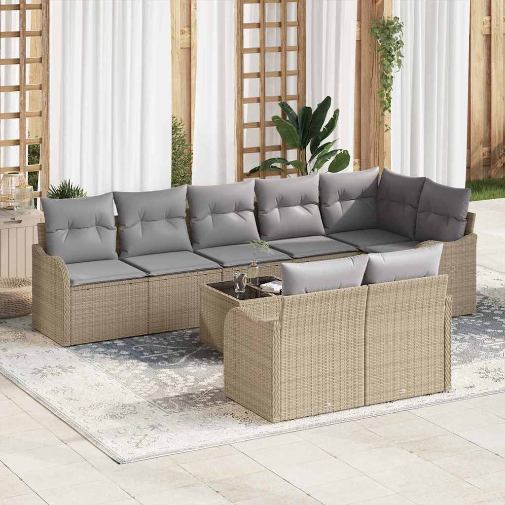 Gartensofa-set 9 pcs Beige Poly-Rattan