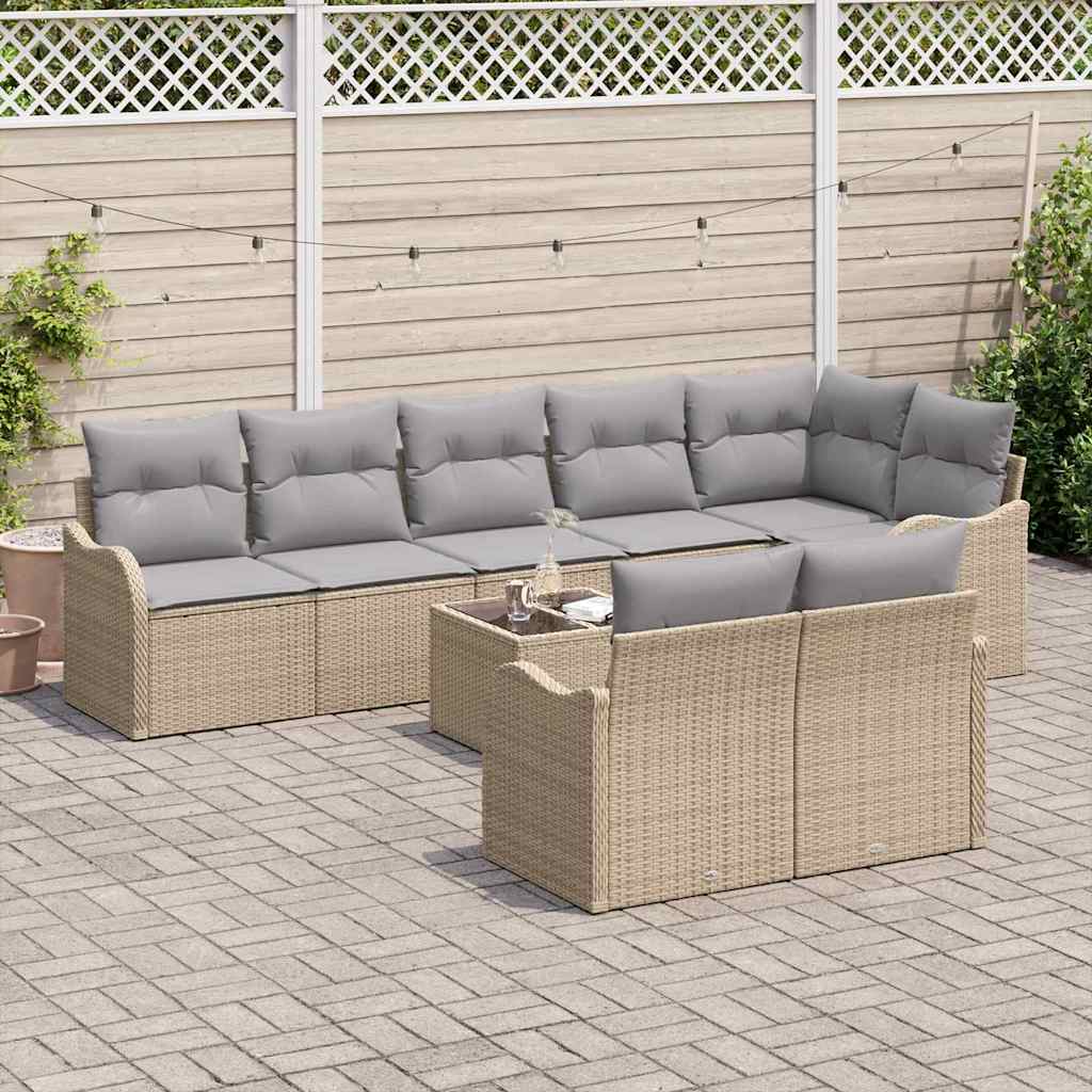 Gartensofa-set 9 pcs Beige Poly-Rattan