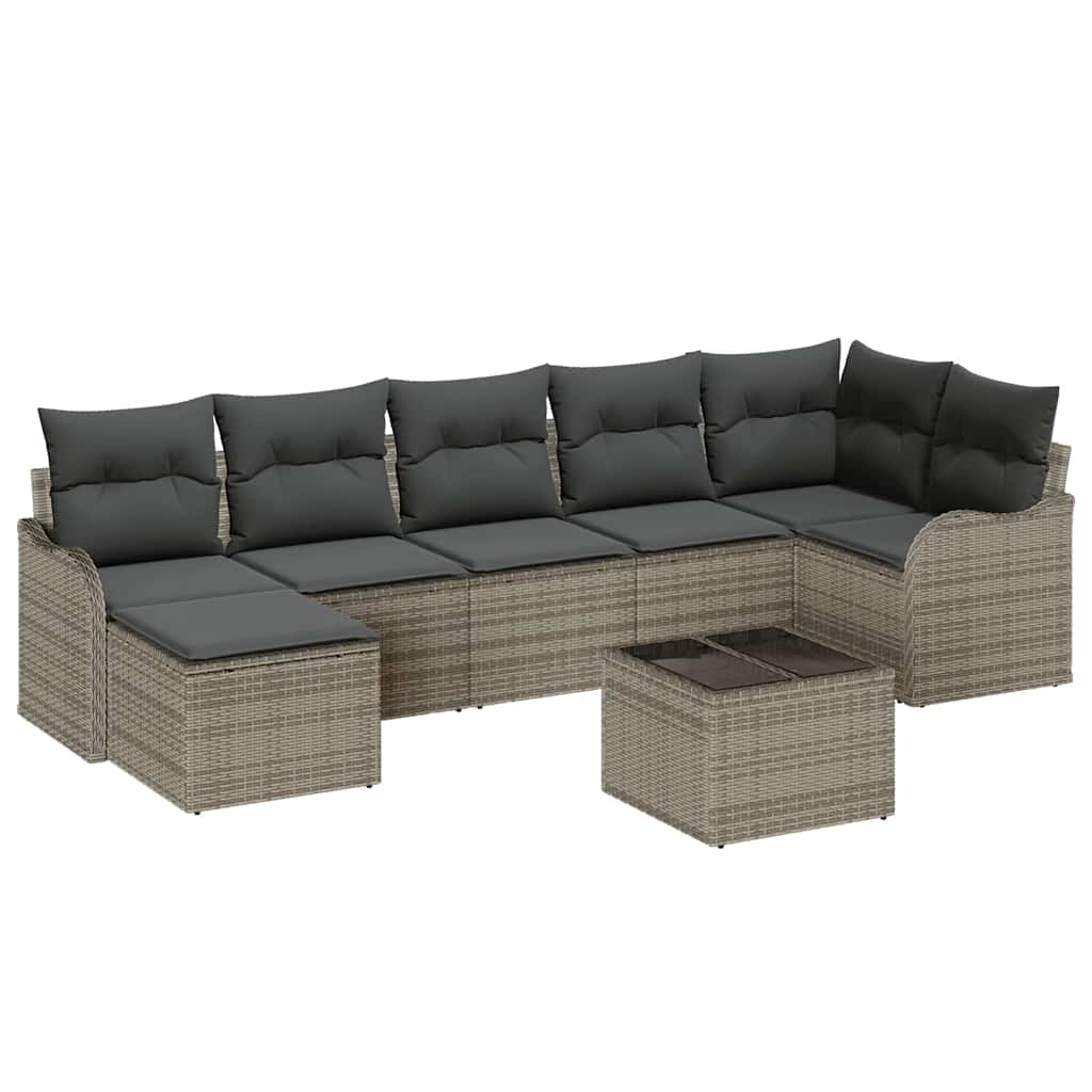 Gartensofa-set 8 pcs Grau Poly-Rattan