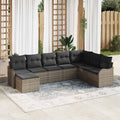 Gartensofa-set 8 pcs Grau Poly-Rattan