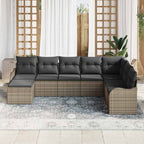 Gartensofa-set 8 pcs Grau Poly-Rattan
