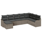 Gartensofa-set 8 pcs Grau Poly-Rattan