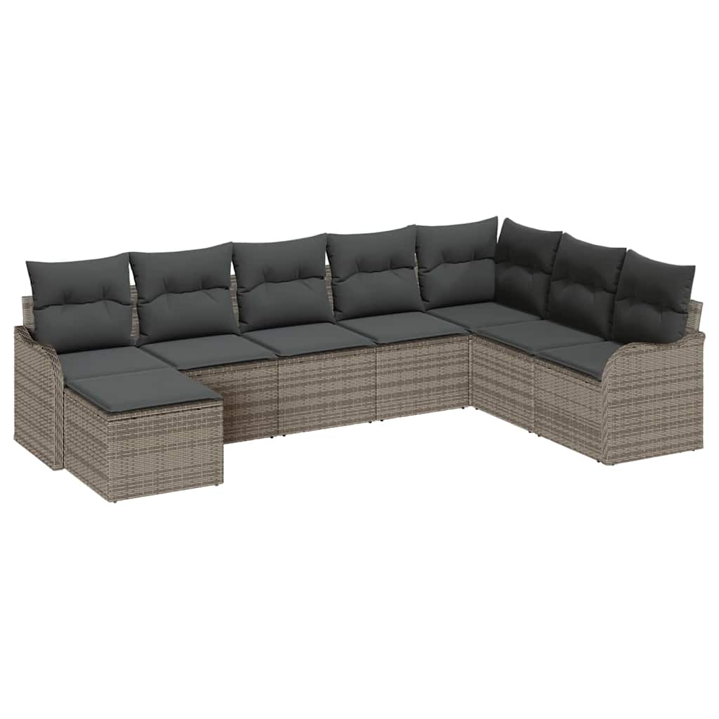 Gartensofa-set 8 pcs Grau Poly-Rattan