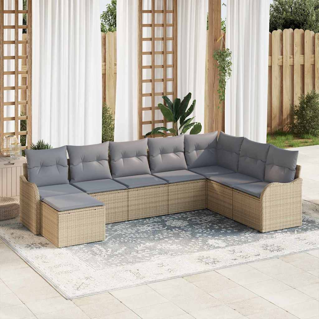 Gartensofa-set 8 pcs Beige Poly-Rattan
