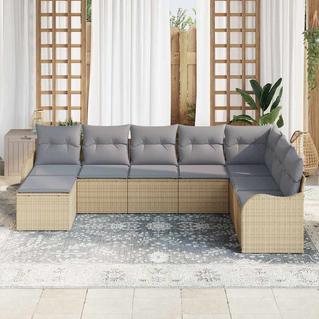 Gartensofa-set 8 pcs Beige Poly-Rattan