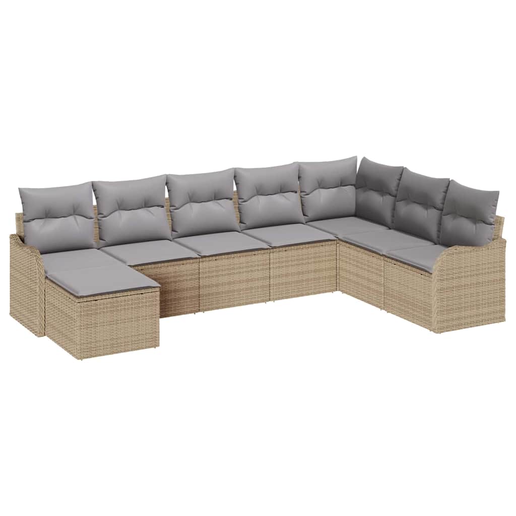 Gartensofa-set 8 pcs Beige Poly-Rattan