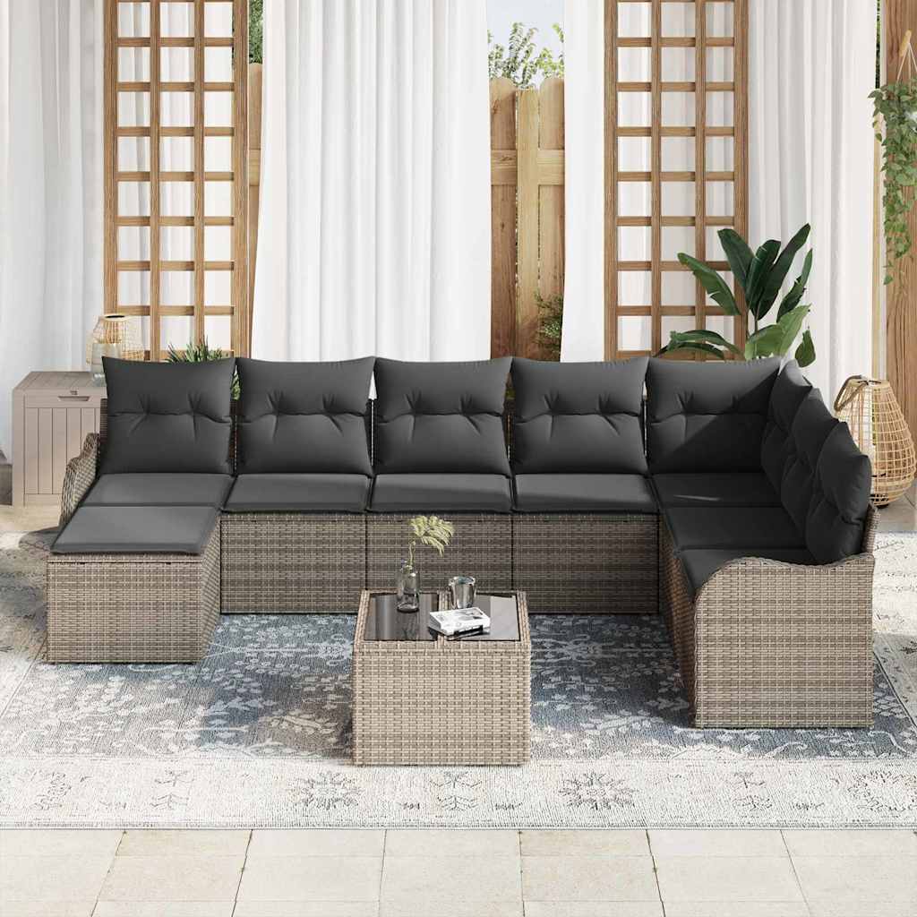 Gartensofa-set Grau Poly-Rattan